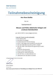 Messen und Prüfen elektrischer Anlagen und Betriebsmittel (EFG Thüringen)