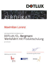 Zertifikat für Maximillian Lorenz